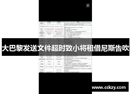 大巴黎发送文件超时致小将租借尼斯告吹